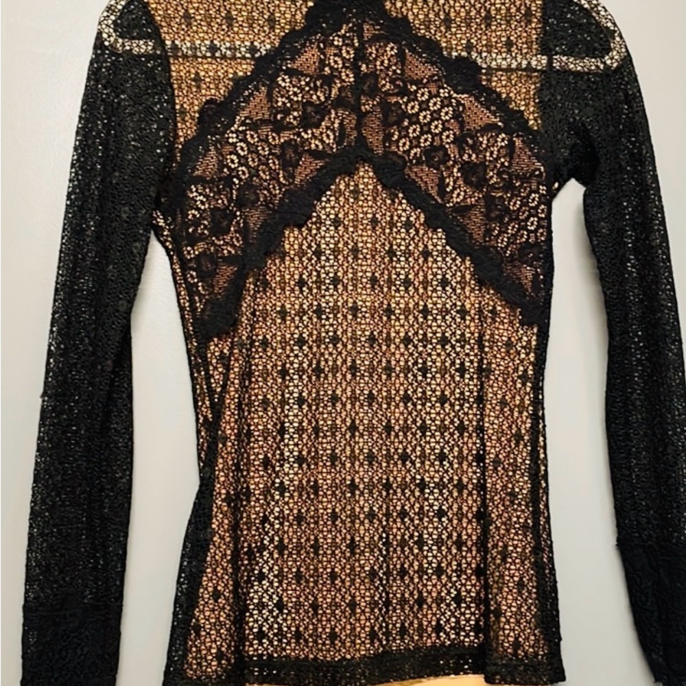 Nightcap Black Lace Long Sleeve Blouse